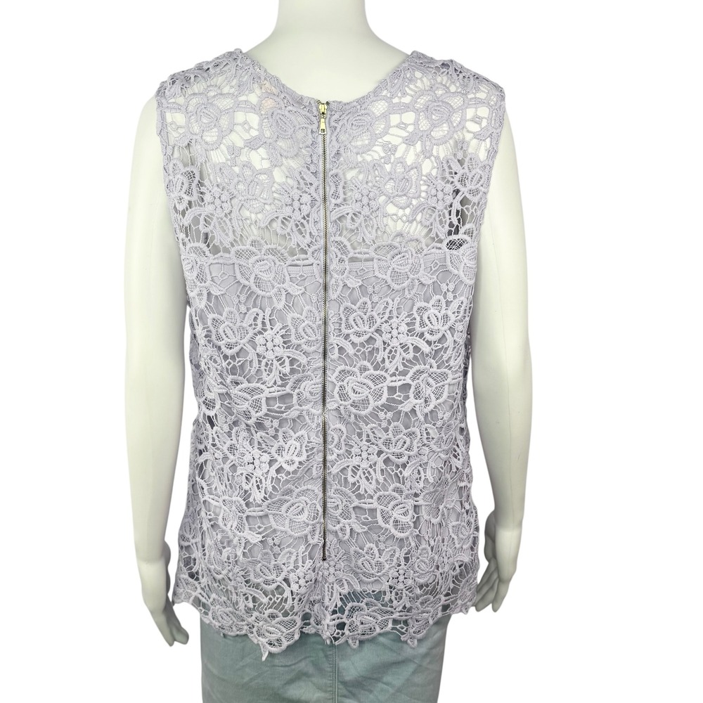 Nanette Lepore Lavender Lace Overlay Sleeveless Zipper Back Top Women's XL - Picture 4 of 6